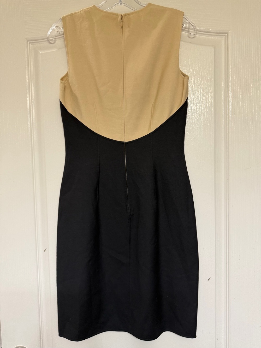 Michael Kors Collection Colorblock Sheath Dress Tan Black Made in Italy Silk - Picture 4 of 9